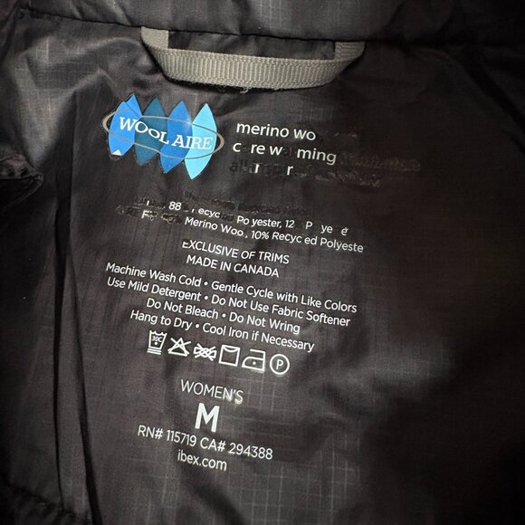 Ibex Wool Aire women's merino insulated puff jacket full zip size M medium LOGO - Picture 3 of 7